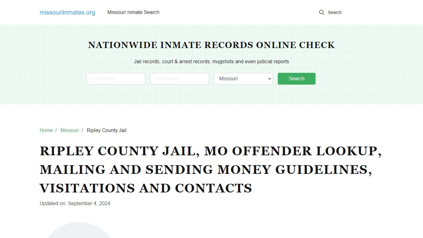 Ripley County Jail, MO: Inmate Search Options, Visitations, Contacts